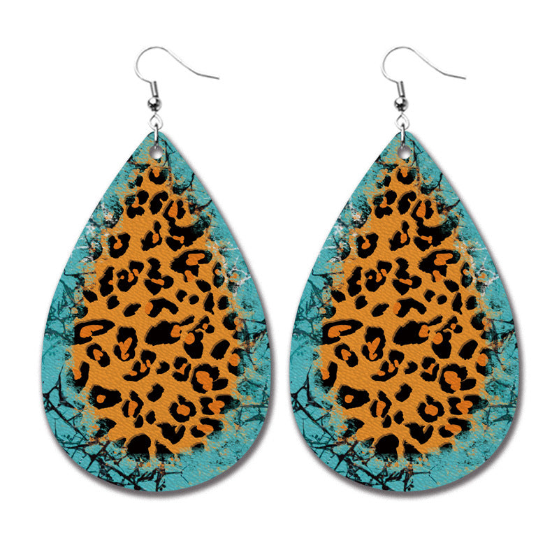 Wholesale Christmas PU leather teardrop earrings